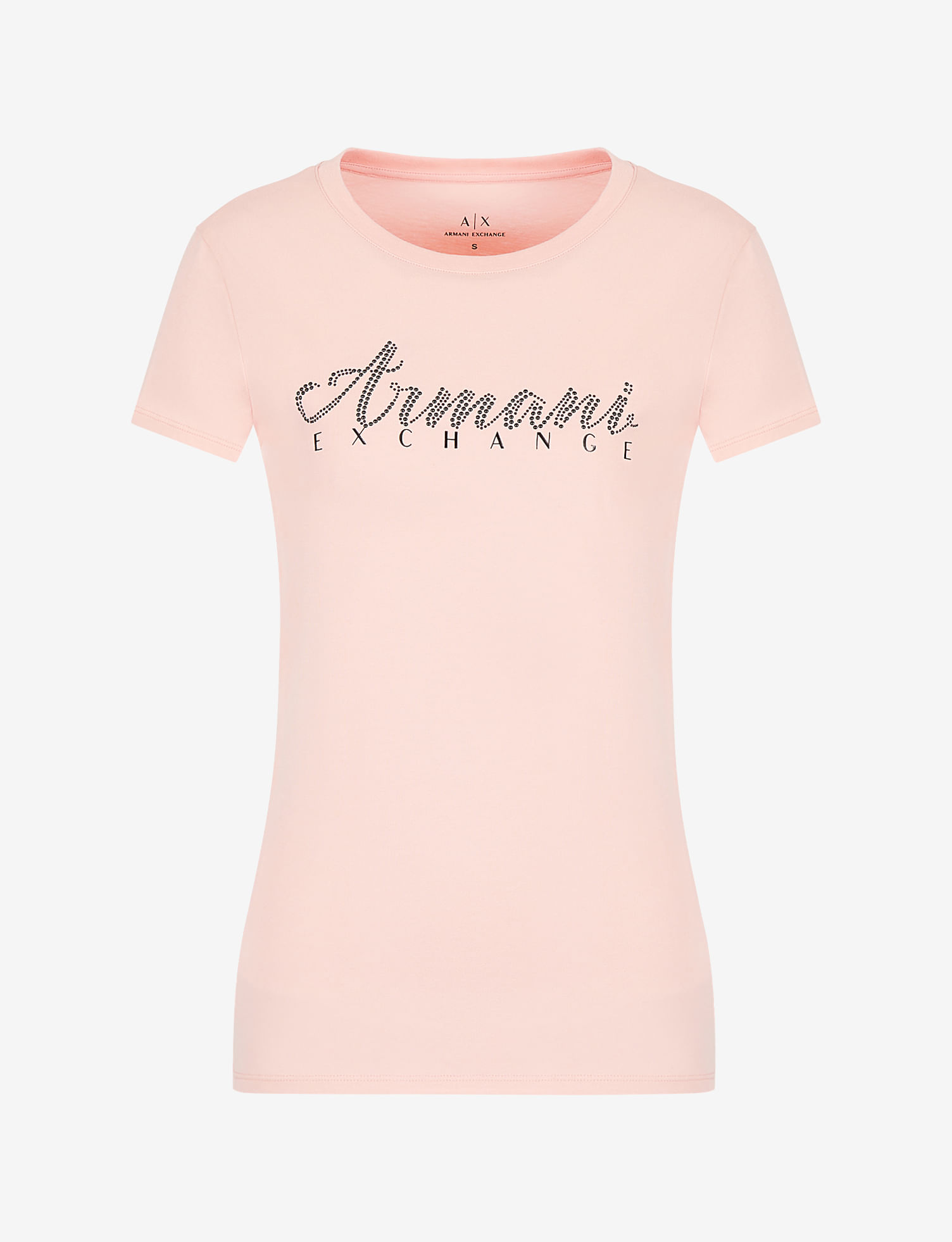 Camiseta slim fit con logo de diamantes de imitación - armanixmx