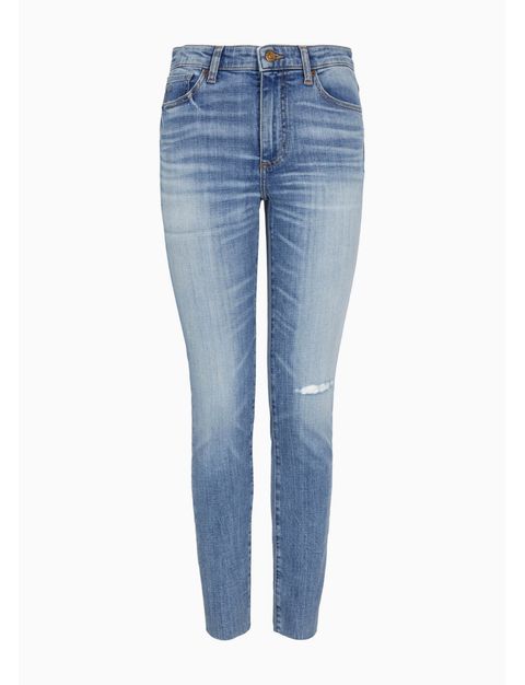 Pantalones anchos en denim de algodón elástico de la colección Denim |  GIORGIO ARMANI Mujer